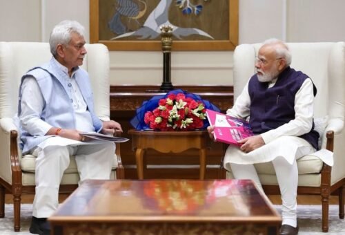 JK LG Manoj Sinha briefs PM on security