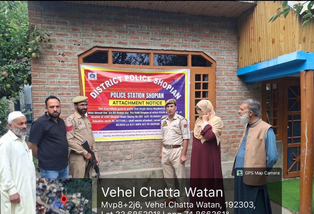 J&K Police attaches drug peddler’s property in Shopian