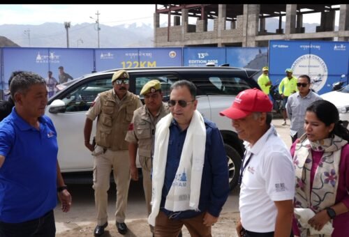 CS visits NDS Indoor Stadium, reviews arrangements for Intl Marathon in Ladakh
