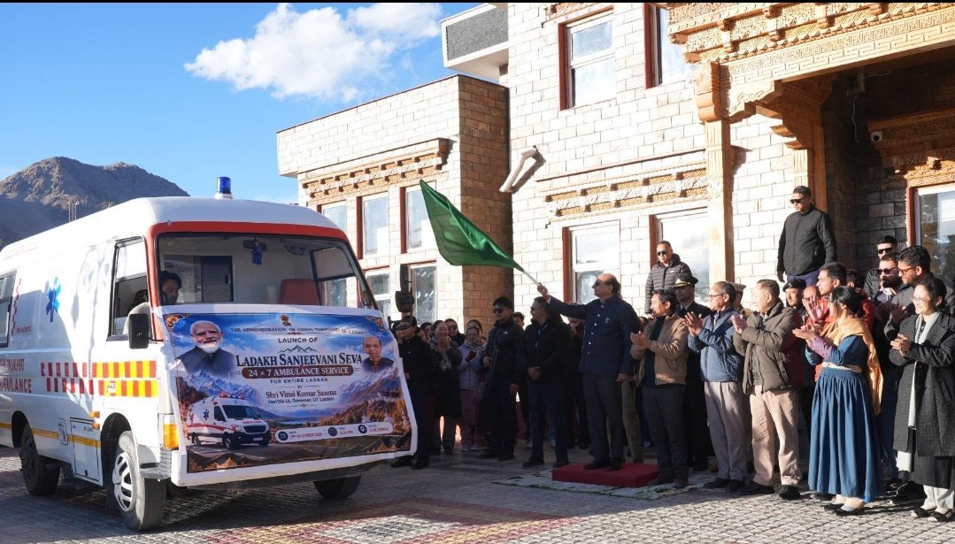L-G Saxena launches ‘Ladakh Sanjeevani Seva’; flags off 73 ambulances to serve 248 villages across 7 districts